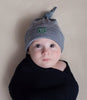 Navy blue merino wool baby blanket and hat set. made in new zealand. 